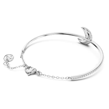 Brazalete Luna, Luna, Blanco, Baño de rodio - Swarovski, 5666175