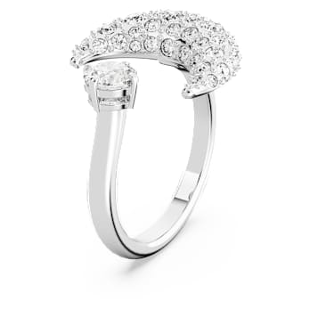 Sublima 開口戒指, 月亮, 白色, 鍍白金色 - Swarovski, 5666176