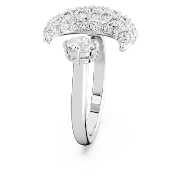 Bague ouverte Sublima, Lune, Blanche, Métal rhodié - Swarovski, 5666176