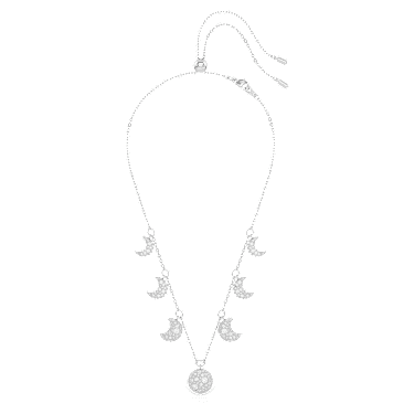 Luna 頸鍊, 月亮, 白色, 鍍白金色 - Swarovski, 5666178