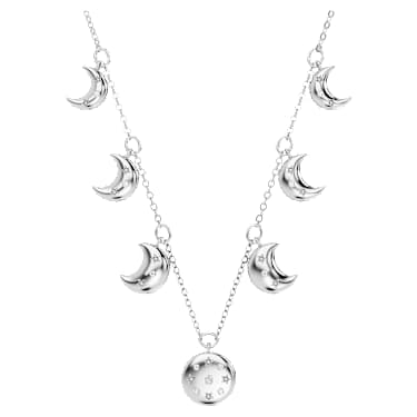 WHITE MOONLIGHT チョーカー Luna チョーカー, 月, ホワイト, ロジウム・プレーティング