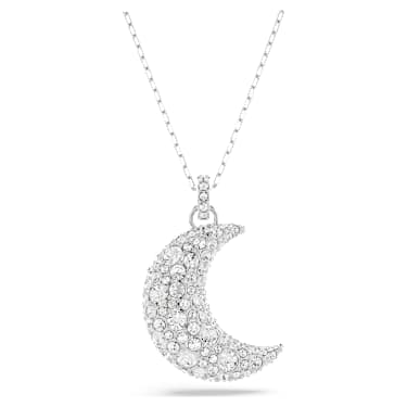 Pingente Luna, Lua, Branco, Lacado a ródio - Swarovski, 5666181