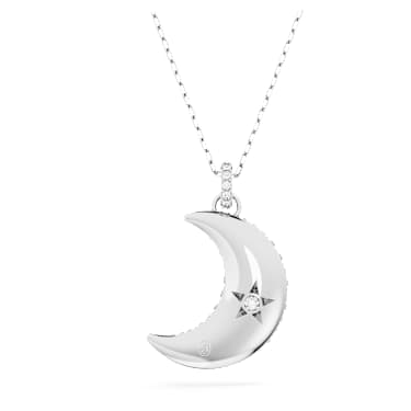 Luna ペンダント, 月, ホワイト, ロジウム・プレーティング | Swarovski