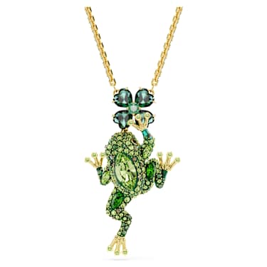 Idyllia pendant Frog Green Gold tone plated