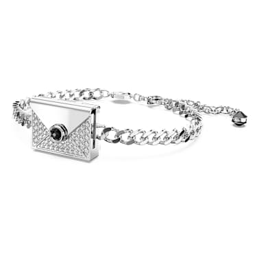 Letra 手鏈, 情書, 白色, 鍍白金色 - Swarovski, 5666223