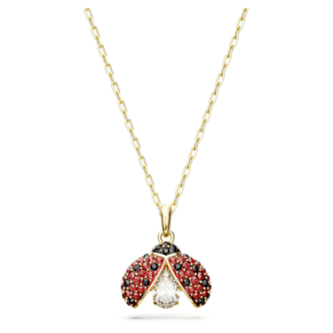 Idyllia pendant, Ladybird, Red, Gold-tone plated - Swarovski, 5666225