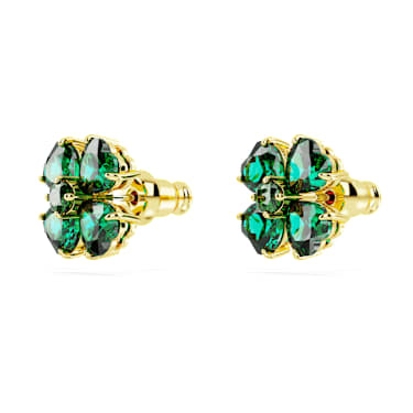 Idyllia 耳釘, 幸運草, 綠色, 鍍金色色調 - Swarovski, 5666236