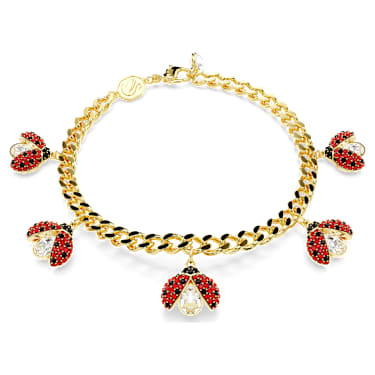สร้อยข้อมือ Idyllia, แมลงเต่าทอง, แดง, เคลือบโทนสีทอง - Swarovski, 5666238
