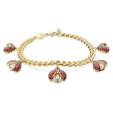Idyllia bracelet, Ladybird, Red, Gold-tone plated - Swarovski, 5666238
