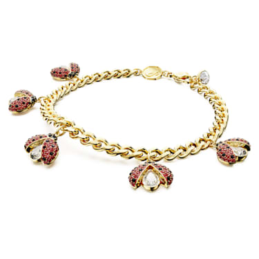 Idyllia bracelet, Ladybug, Red, Gold-tone plated