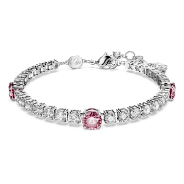 Pulsera Matrix Tennis, Tallas mixtas, Rosa, Baño de rodio - Swarovski, 5666421