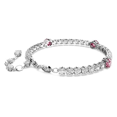 Pulsera Matrix Tennis, Tallas mixtas, Rosa, Baño de rodio - Swarovski, 5666421