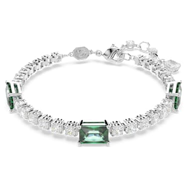 Matrix Tennis Armband, Verschiedene Schliffe, Grün, Rhodiniert - Swarovski, 5666422