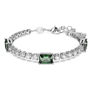 Matrix Tennis Armband, Verschiedene Schliffe, Grün, Rhodiniert - Swarovski, 5666422