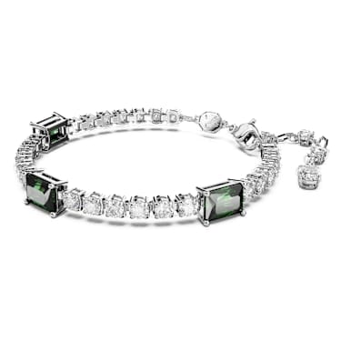 Matrix Tennis Armband, Verschiedene Schliffe, Grün, Rhodiniert - Swarovski, 5666422