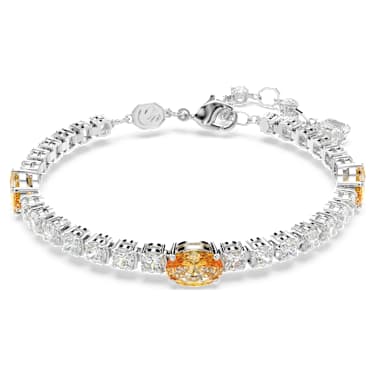 Matrix Tennis Armband, Verschiedene Schliffe, Gelb, Rhodiniert - Swarovski, 5666425