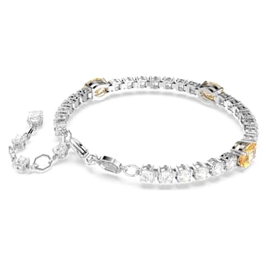 Matrix Tennis bracelet, Mixed cuts, Yellow, Rhodium plated - Swarovski, 5666425