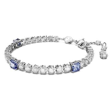 Matrix Tennis Armband, Verschiedene Schliffe, Blau, Rhodiniert - Swarovski, 5666426