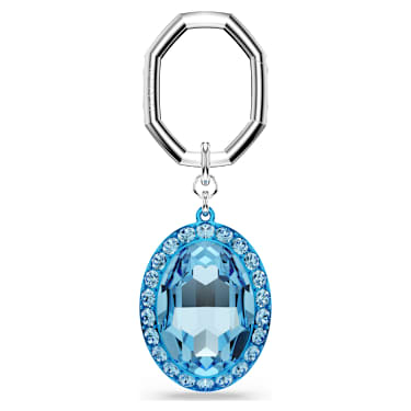 Key ring, Oval cut, Blue, Mixed metal finish - Swarovski, 5666644