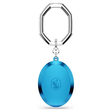 Chaveiro, Lapidação oval, Azul, Acabamento de combinação de metais
