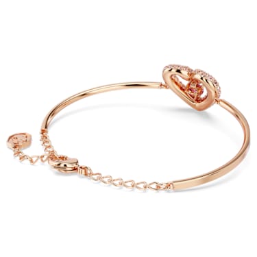 One bracelet, Mixed cuts, Heart, Pink, Rose gold-tone plated