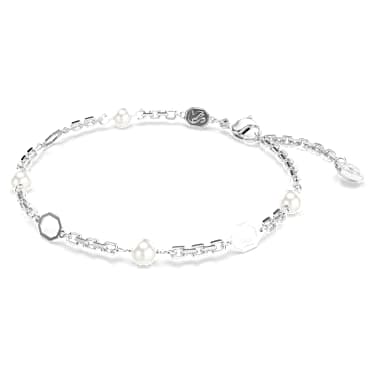 Bracciale carrier Symbolica, Crystal Pearl, Bianco, Placcato rodio - Swarovski, 5667210