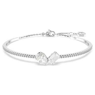 Brazalete Mesmera, Tallas mixtas, Blanco, Baño de rodio - Swarovski, 5667253