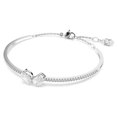 Brazalete Mesmera, Tallas mixtas, Blanco, Baño de rodio - Swarovski, 5667253
