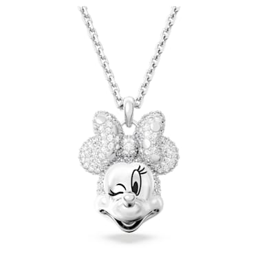 Disney Minnie Mouse pendant, Head-shaped, White, Rhodium plated - Swarovski, 5667612