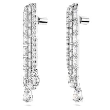Hyperbola 水滴形耳環, 混合式切割, 白色, 鍍白金色 - Swarovski, 5668354