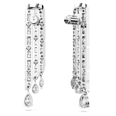 Hyperbola 水滴形耳環, 混合式切割, 白色, 鍍白金色 - Swarovski, 5668354