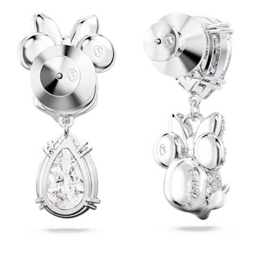 Disney Minnie Mouse Drop-Ohrhänger, Asymmetrisches Design, Weiß, Rhodiniert - Swarovski, 5668779