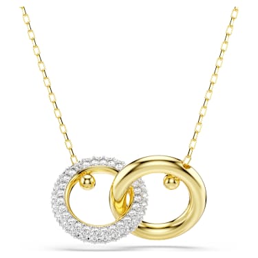 Dextera medál, Összekapcsolt körök, Fehér, Aranytónusú bevonattal - Swarovski, 5668820