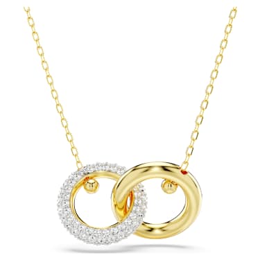 Dextera pendant, Interlocking loop, White, Gold-tone plated - Swarovski, 5668820