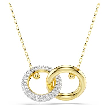 Μενταγιόν Dextera, Αλληλένδετη στεφάνη, Λευκό, Φινίρισμα με χρυσό 18 καρατίων - Swarovski, 5668820
