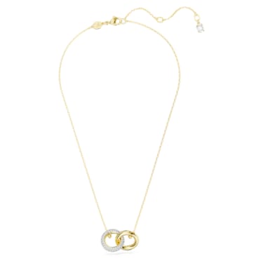 Dextera pendant, Interlocking loop, White, Gold-tone plated 
