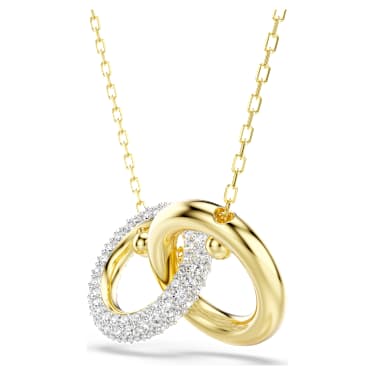 Dextera medál, Összekapcsolt körök, Fehér, Aranytónusú bevonattal - Swarovski, 5668820