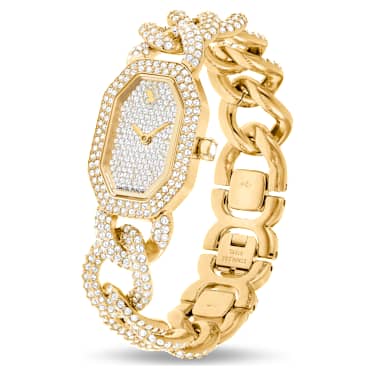 Dextera Chain 手錶, 瑞士製造, 水晶錶鏈, 金色, 金色潤飾 - Swarovski, 5668854