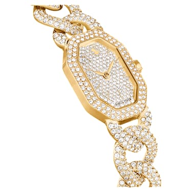 Dextera Chain 手錶, 瑞士製造, 水晶錶鏈, 金色, 金色潤飾 - Swarovski, 5668854