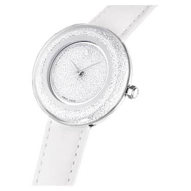 Crystalline Lustre watch, Swiss Made, Leather strap, White, Stainless steel - Swarovski, 5668887
