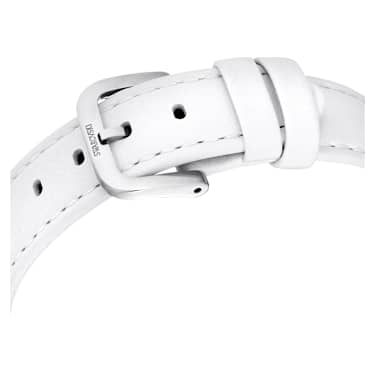 Crystalline Lustre watch, Swiss Made, Leather strap, White, Stainless steel - Swarovski, 5668887
