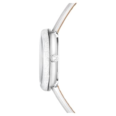 Zegarek Crystalline Lustre, Swiss Made, Skórzany pasek, Biały, Stal szlachetna - Swarovski, 5668887