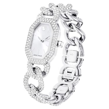 Dextera Chain Uhr, Schweizer Produktion, Kristallarmband, Silberfarben, Edelstahl - Swarovski, 5668899