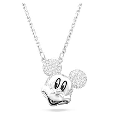 Disney Mickey Mouse 链坠, 头形, 白色, 镀铑 - Swarovski, 5669116