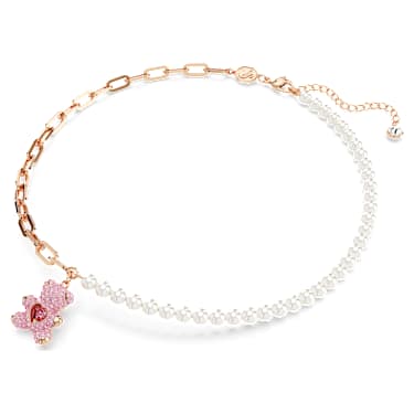 Teddy pendant, Crystal pearl, Bear, Pink, Rose gold-tone plated - Swarovski, 5669166