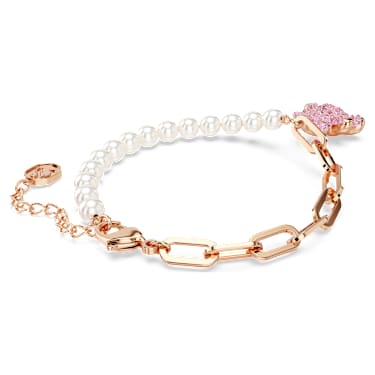 Braccialetto Teddy, Crystal Pearl, Orso, Rosa, Placcato color oro rosa - Swarovski, 5669169