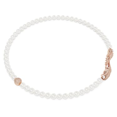 Nice necklace, Magnetic closure, Feather, White, Rose gold-tone plated - Swarovski, 5669221