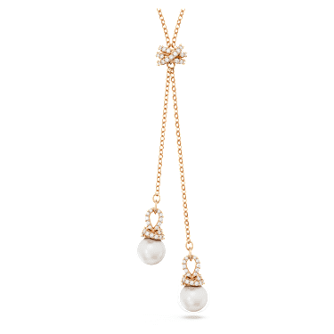 Originally Y pendant, Crystal pearl, White, Rose gold-tone plated - Swarovski, 5669521