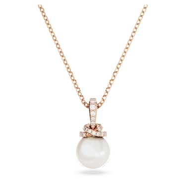 Obesek Originally, Kristalni biser, Bel, Prevleka rožnato zlatega odtenka - Swarovski, 5669523