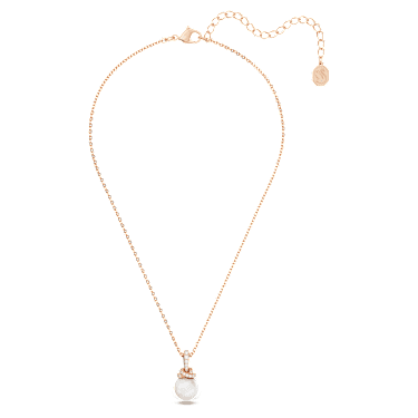 Obesek Originally, Kristalni biser, Bel, Prevleka rožnato zlatega odtenka - Swarovski, 5669523